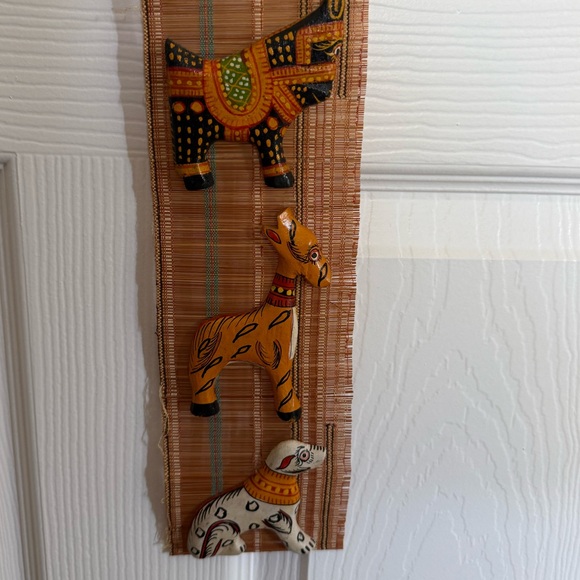 Vintage Hand Carved Animal Wall Hanging Boho Folk Art India 43” Decor Wood - Picture 5 of 6